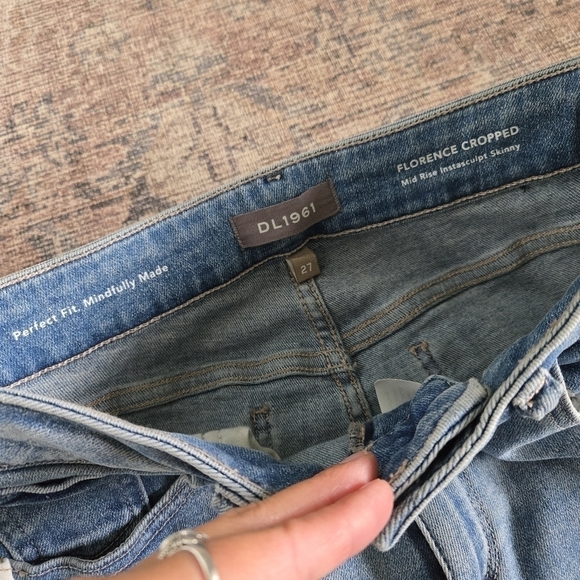 DL1961 Florence Cropped Mid-Rise Instasculpt Skinny Denim Blue Jeans Sanders 27 - Picture 3 of 8